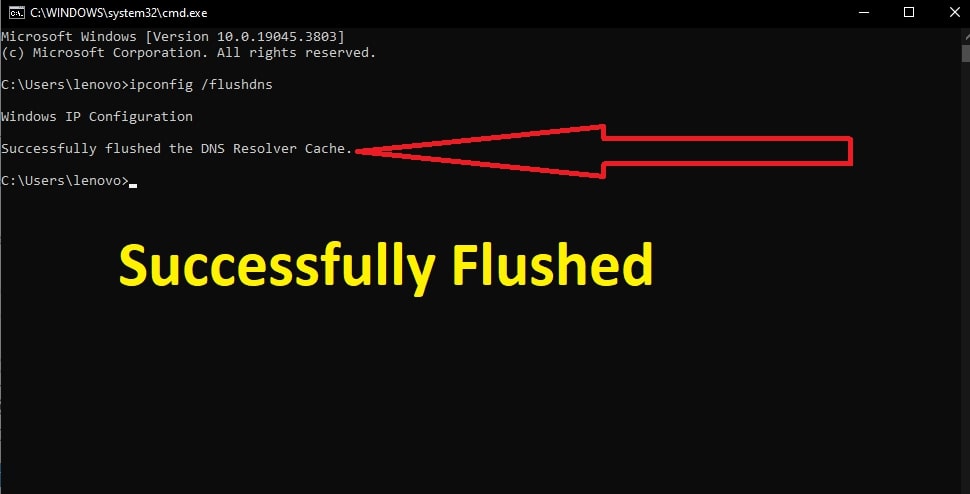 Succesfully flushed DNS cache