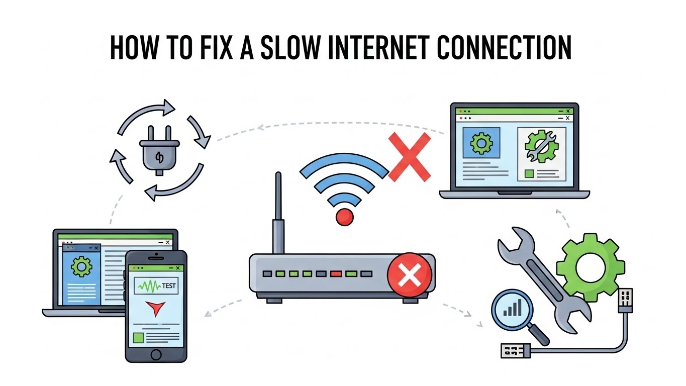 How to Fix a Slow Internet Connection - Techlasi
